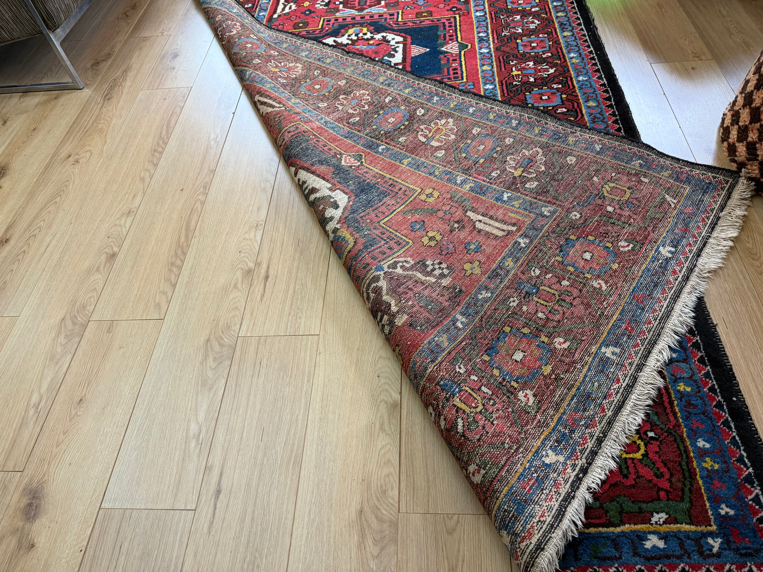 Lang vintage Heriz-stijl tapijt – 405 × 165 cm