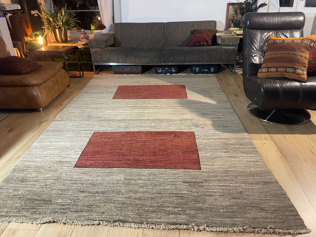 Handgeknoopt Gabbeh-stijl tapijt – ca. 282 × 190 cm