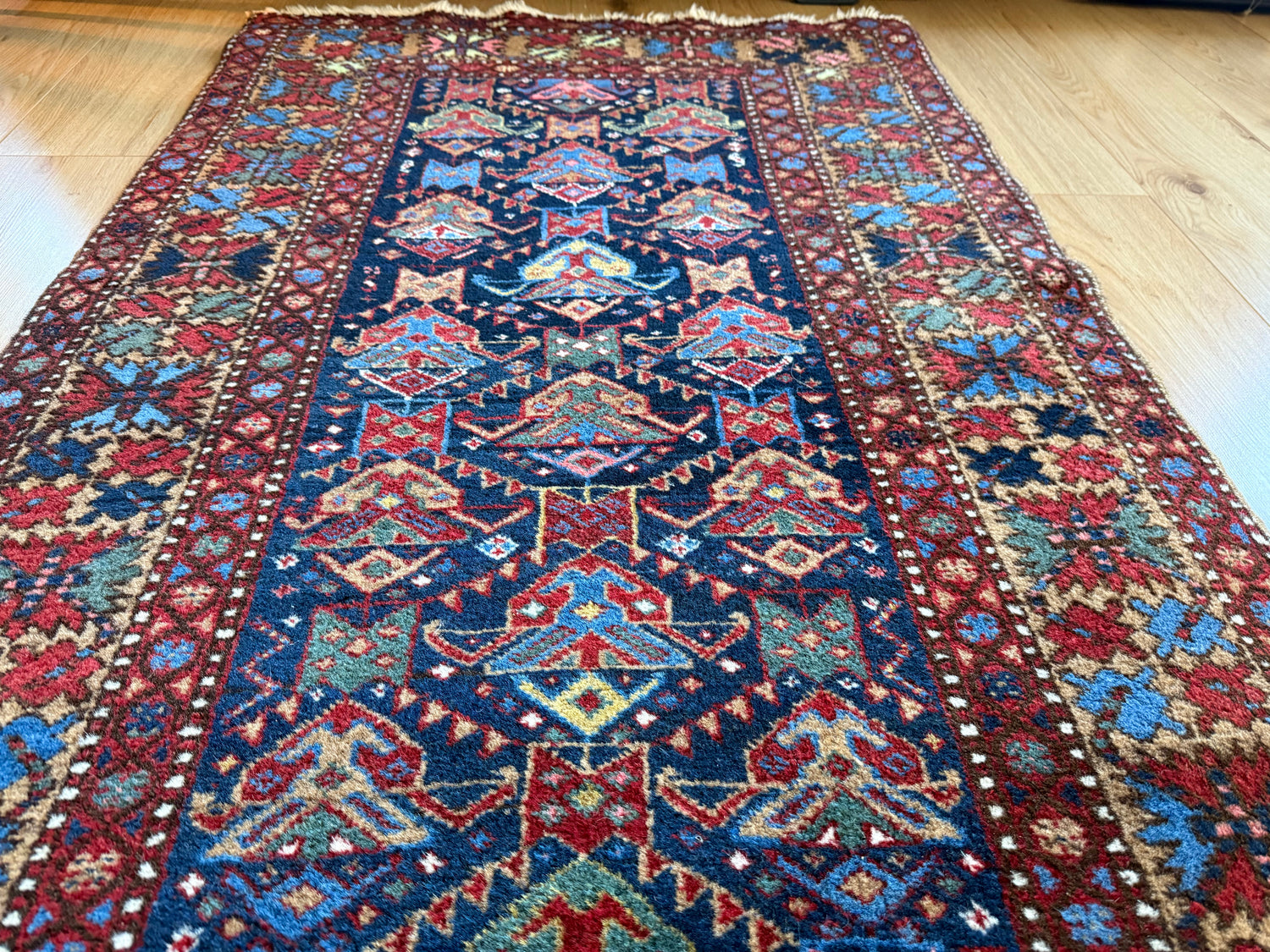 Handgeknoopt vintage tapijt – Heriz stijl – ca. 334 × 89 cm