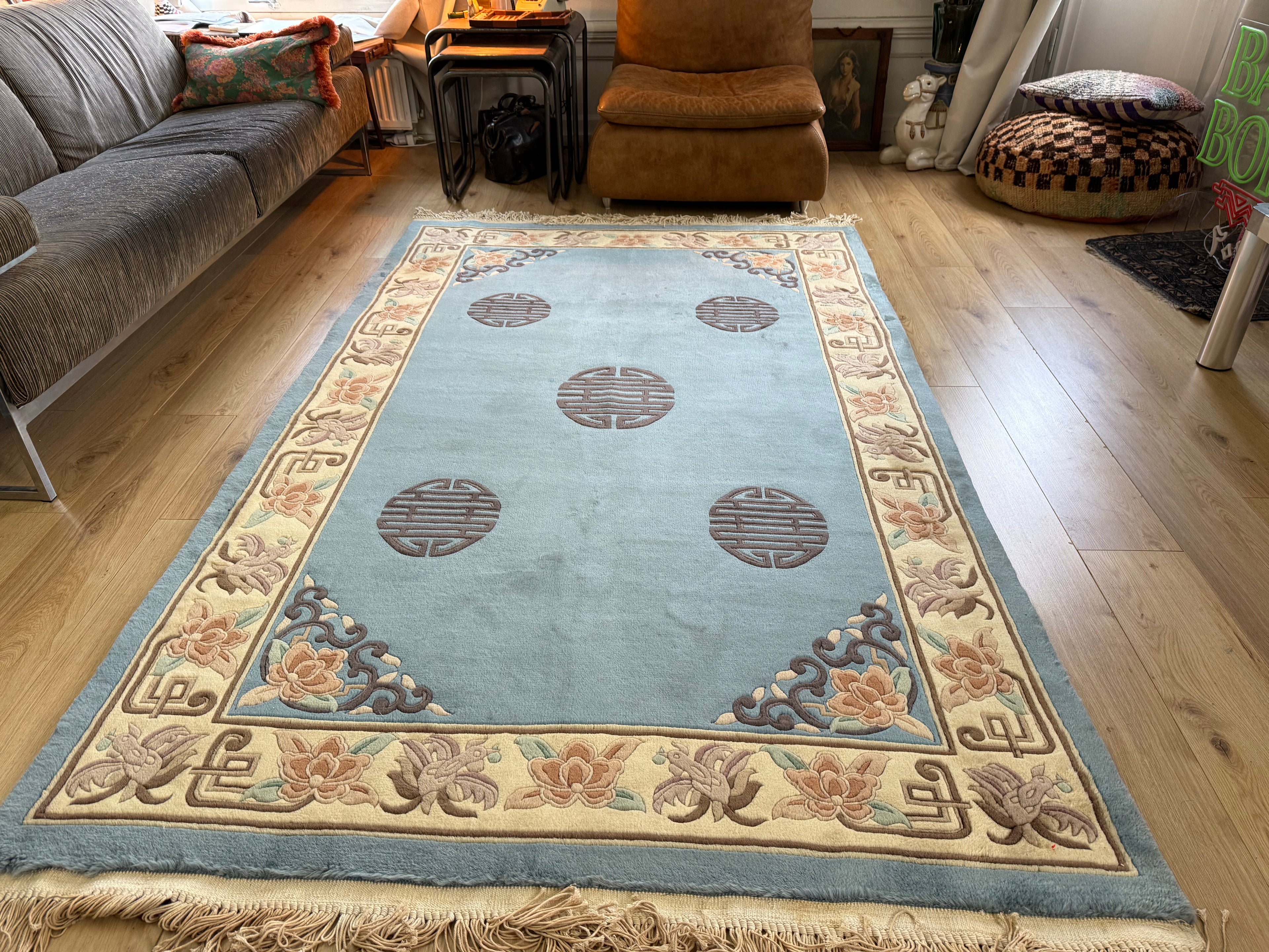 vintage Chinees Deco-tapijt – ca. 155 × 248 cm