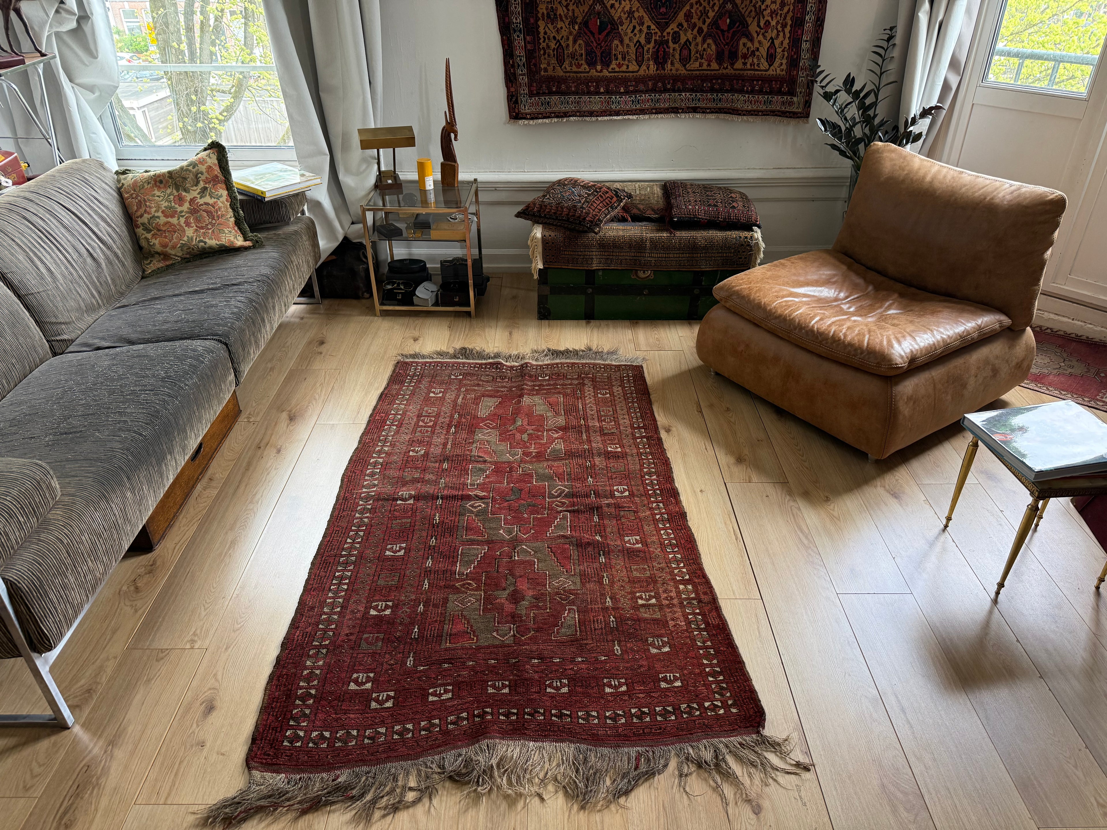 Tapete vintage Baluch – lã nó à mão, c. 1950–1970 (197 × 110 cm)