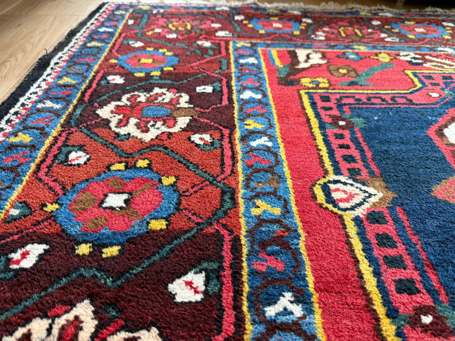 Lang vintage Heriz-stijl tapijt – 405 × 165 cm