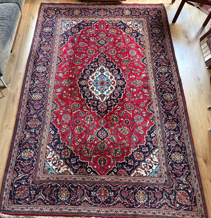 Tapete vintage nó à mão estilo Kashan – 312 × 202 cm