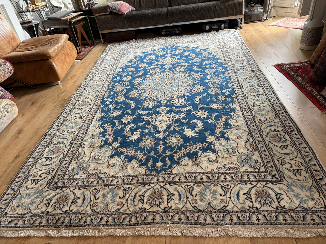 Handgeknoopt vintage oosters tapijt – Nain stijl – ca. 196 × 310 cm