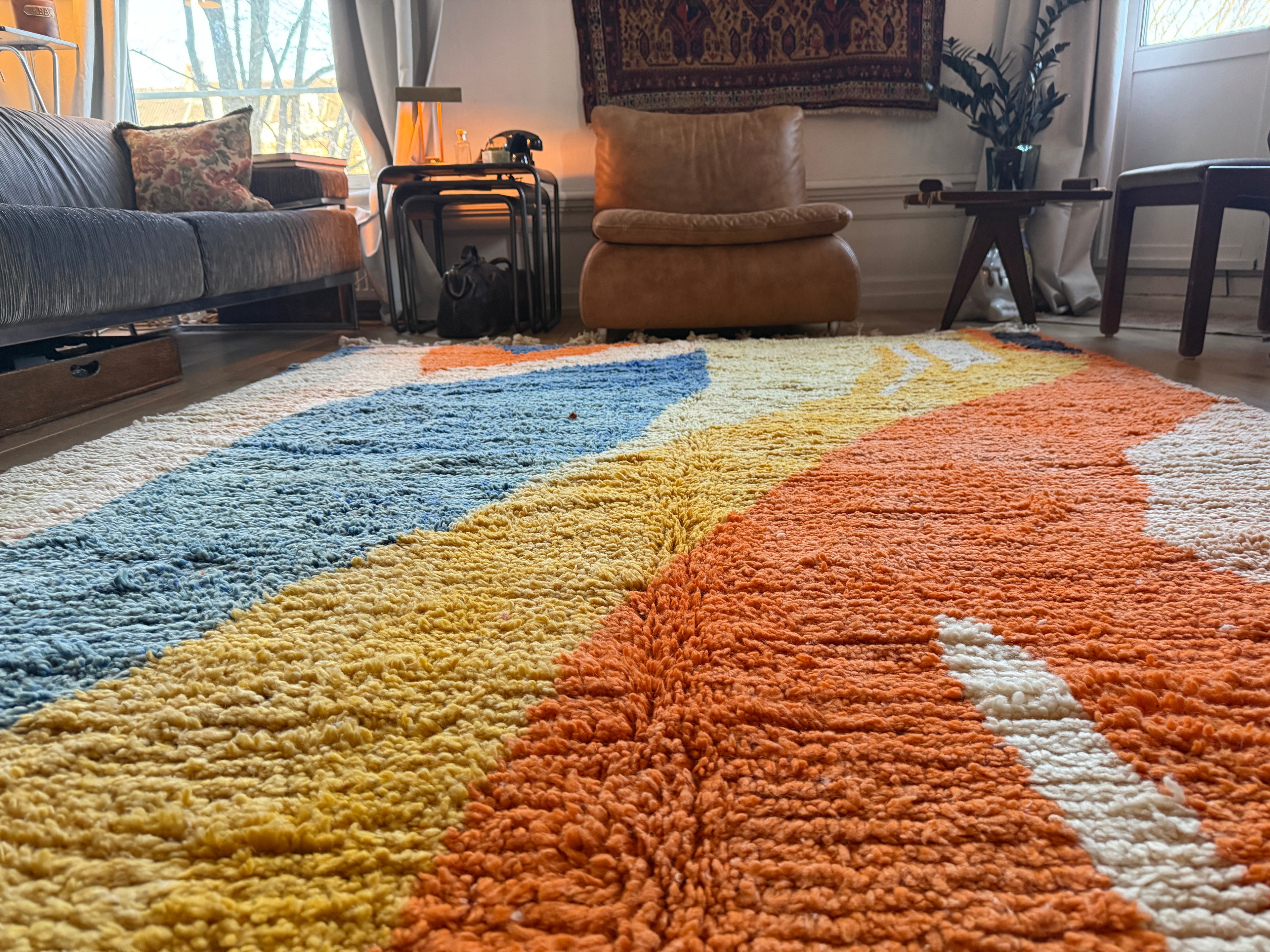 Tapete vintage de design marroquino – 317 × 197 cm – shag abstrato