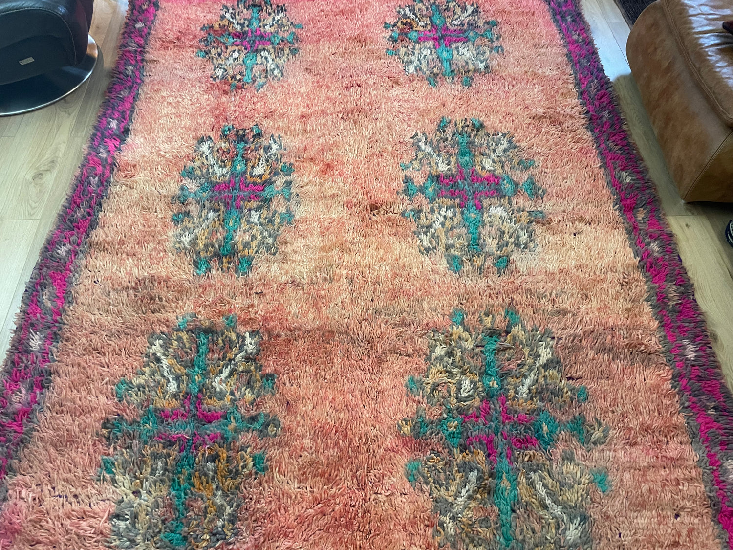 Handgeknoopt vintage tapijt Marokkaans Boucherouite ca. 323 × 193 cm