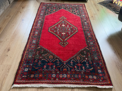 Vintage handgeknoopt wollen tapijt – 197 × 108 cm