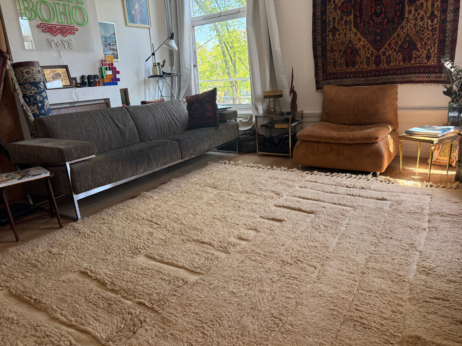Vintage Moroccan Relief Carpet 311 × 234 cm
