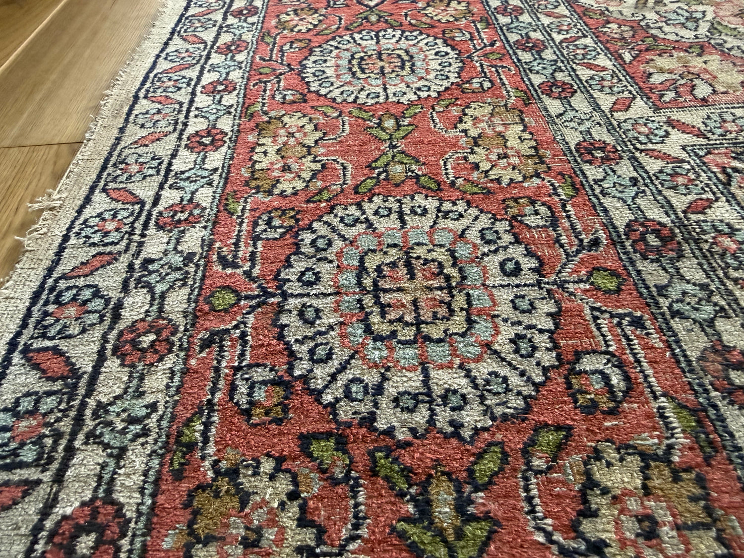 Hand-knotted Kashmir carpet – Garden design – 283 × 185 cm