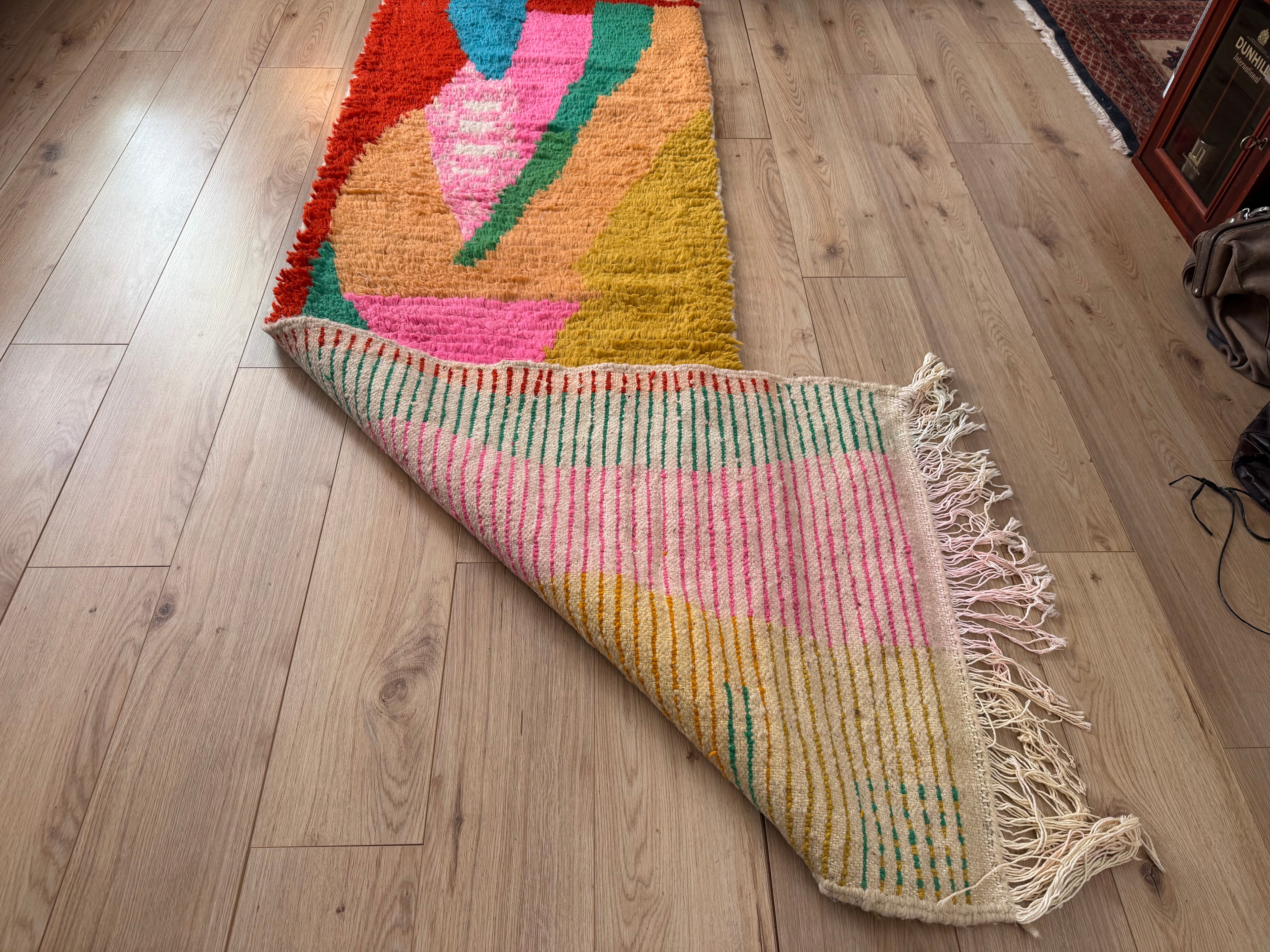 Kleurrijke Marokkaanse Boujad-stijl loper – 256 × 81 cm