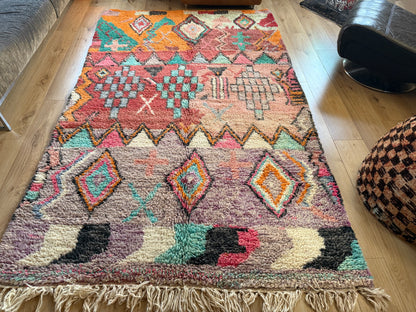 Kleurrijk handgeknoopt Marokkaans tapijt – 282 × 172 cm – boho vintage