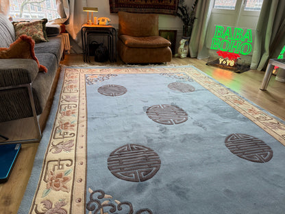 Soft Blue Chinees Deco Rug – 330 × 213 cm