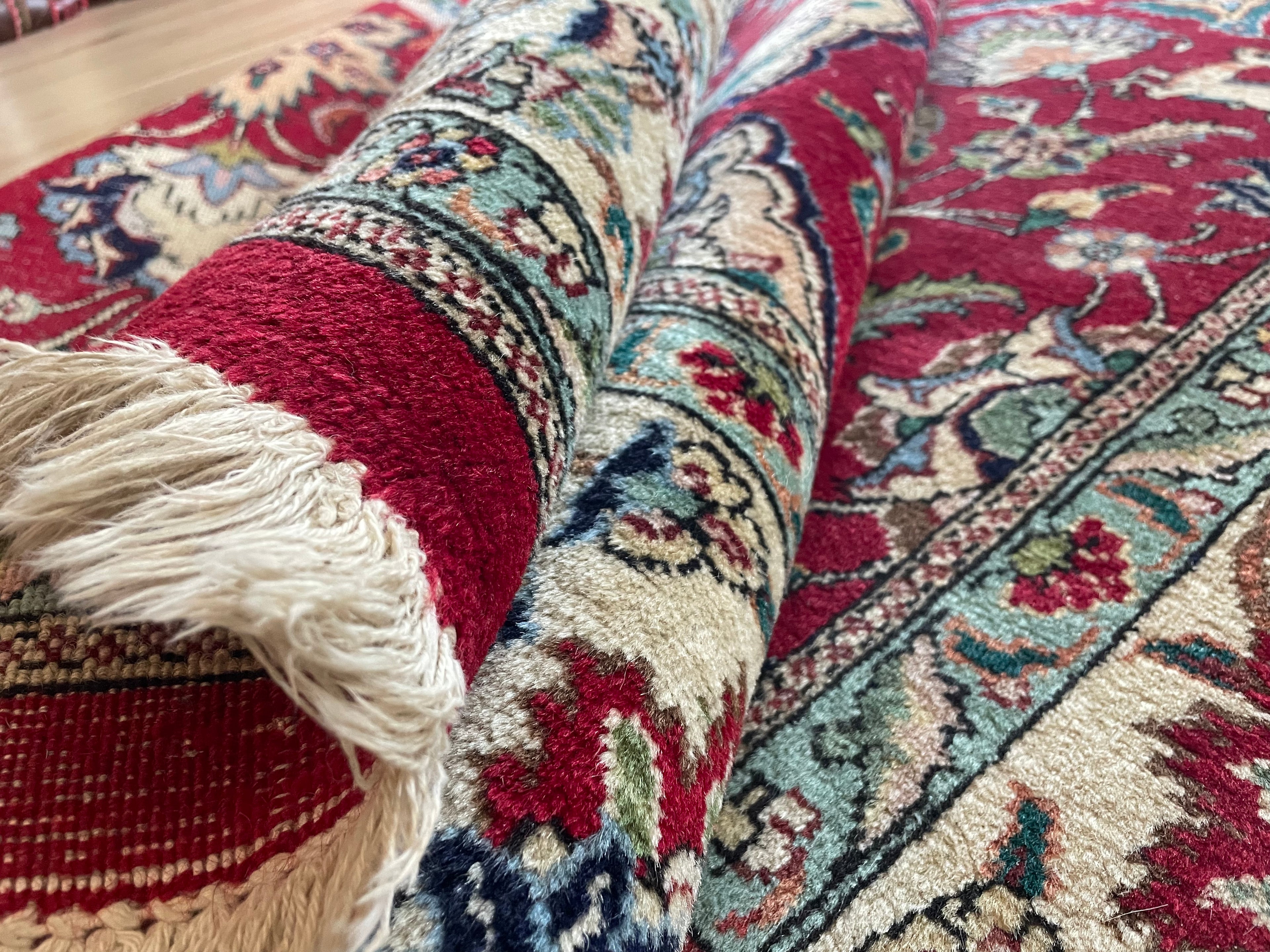 Groot Oosters Tabriz stijl tapijt 350 x 220 handgeknoopt vintage