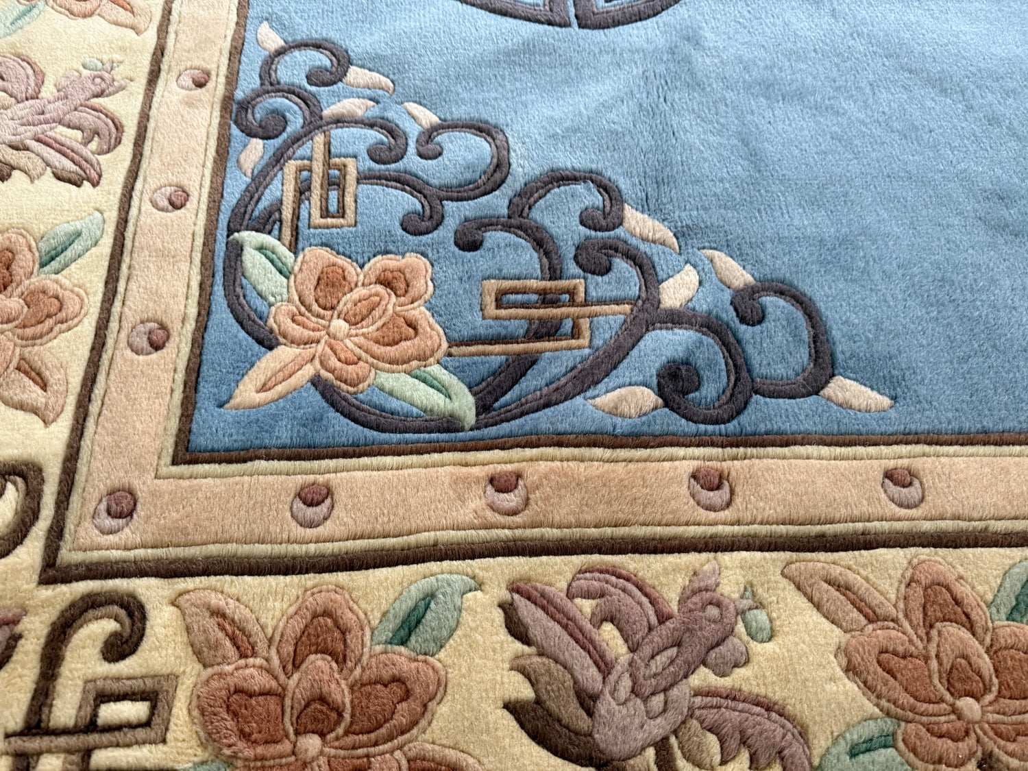 Soft Blue Chinees Deco Rug – 330 × 213 cm