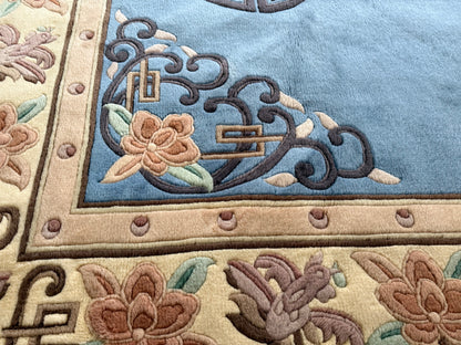 Soft Blue Chinees Deco Rug – 330 × 213 cm