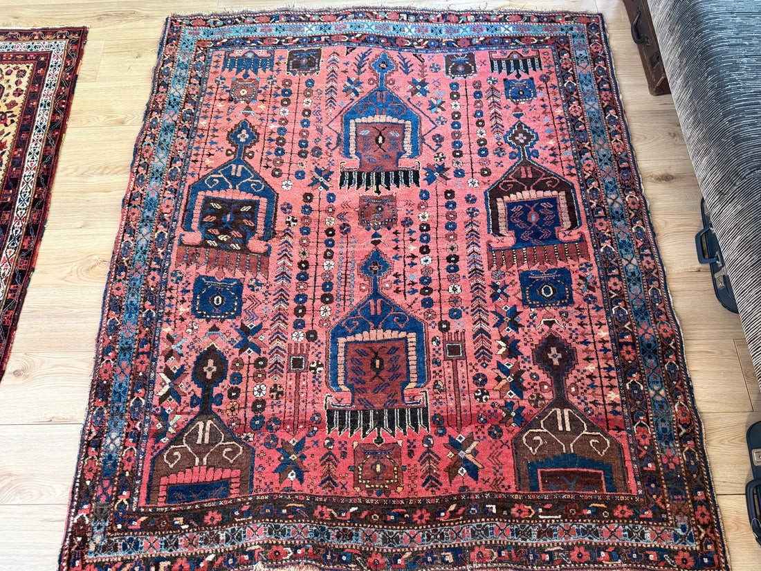 Antiek Handgeknoopt vintage tapijt Dorpstapijt (Nahavand stijl) – ca. 158 × 180 cm