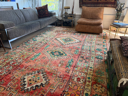 Vintage Moroccan Carpet 394 × 204 cm, 1970s