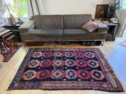 Handgeknoopt vintage tapijt – Zuid-Kaukasus (Karabagh / Kazak-stijl) – ca. 125 × 194 cm