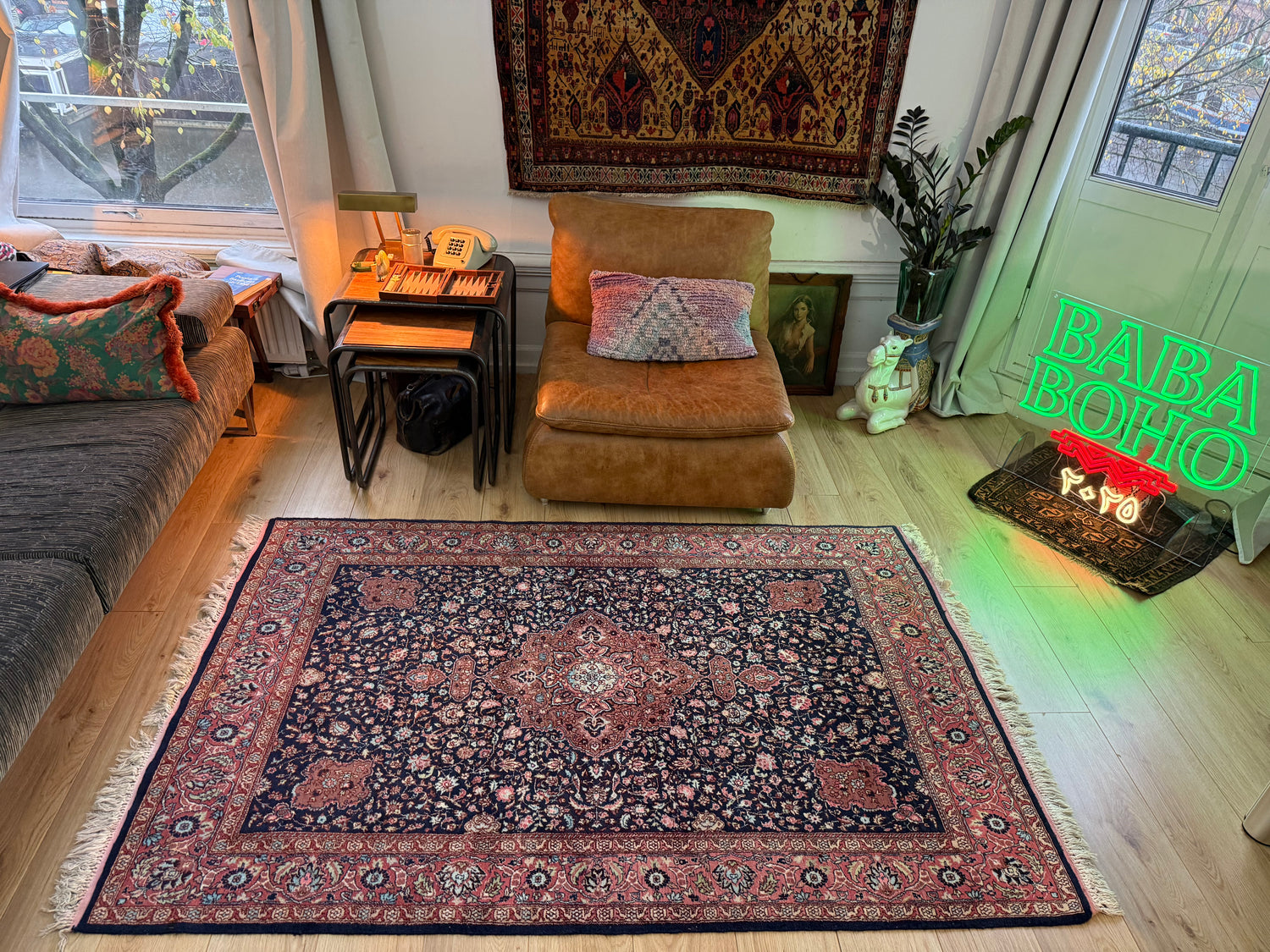 Handgeknoopt vintage Tabriz-stijl tapijt – ca. 208 x 128 cm