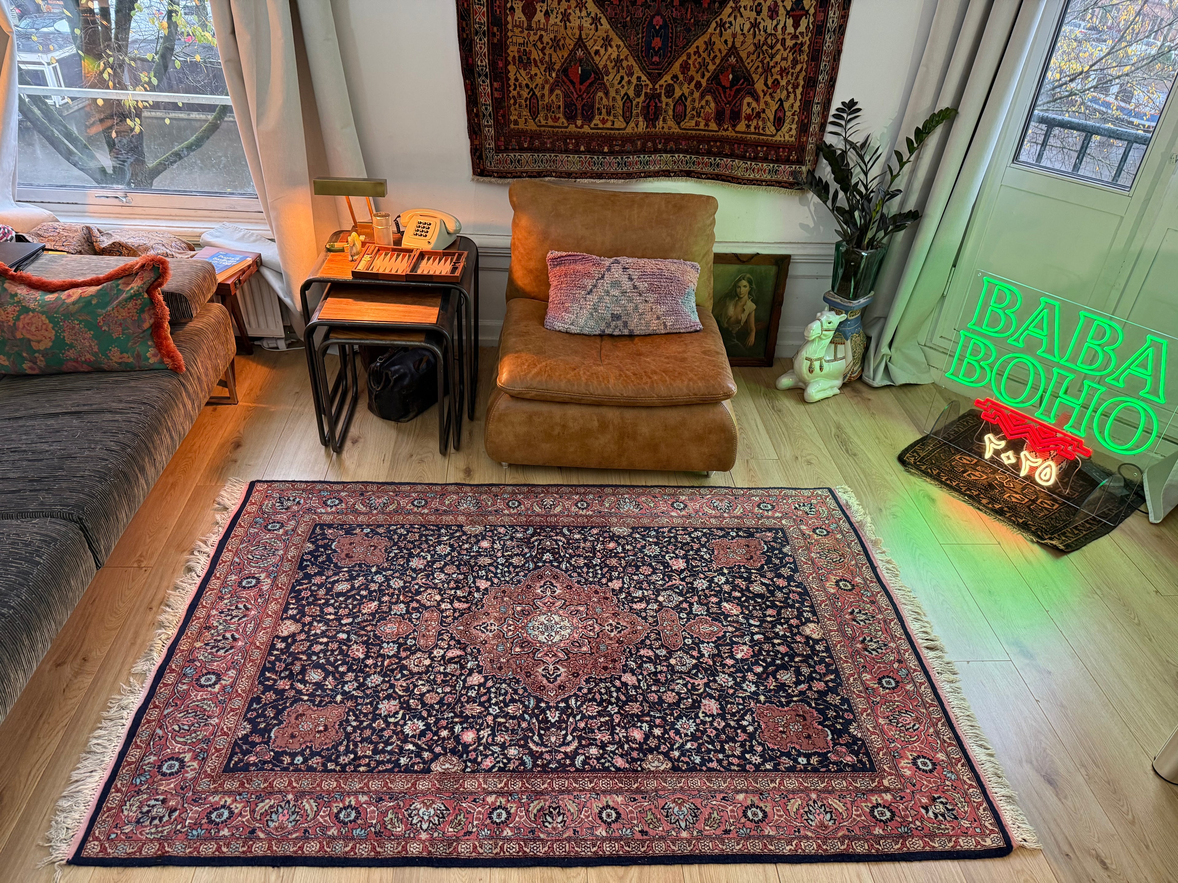 Handgeknoopt vintage Tabriz-stijl tapijt – ca. 208 x 128 cm