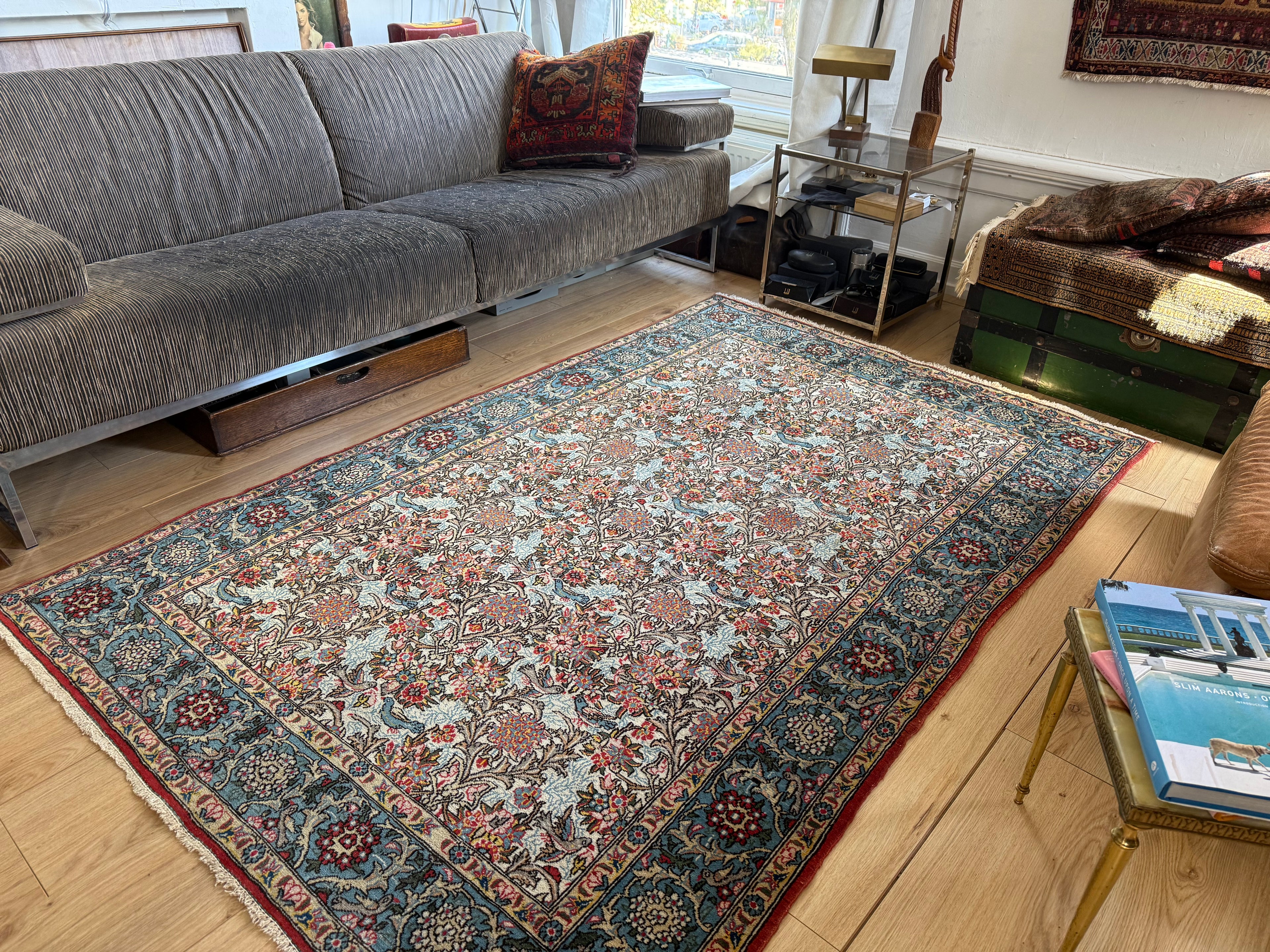 Hand-knotted vintage carpet in Ghom style – 212 × 138 cm