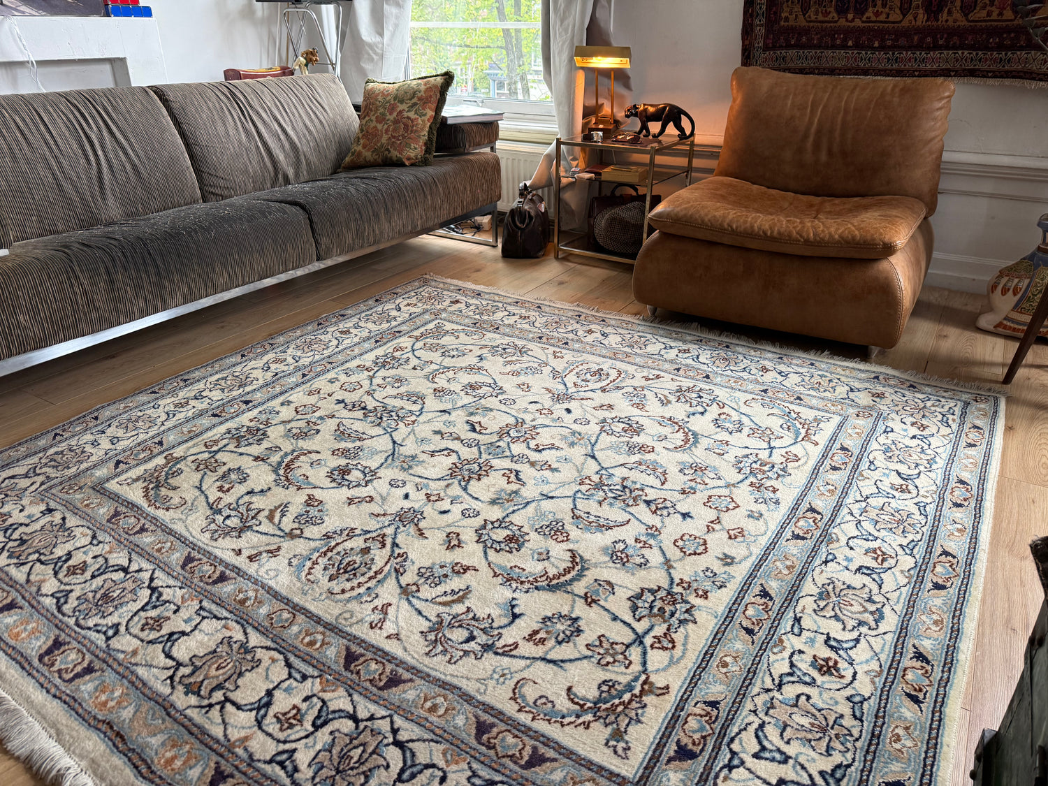 Handgeknoopt Vintage Perzisch Nain Tapijt – 200 × 200 cm