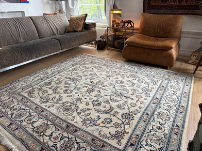Handgeknoopt Vintage Perzisch Nain Tapijt – 200 × 200 cm