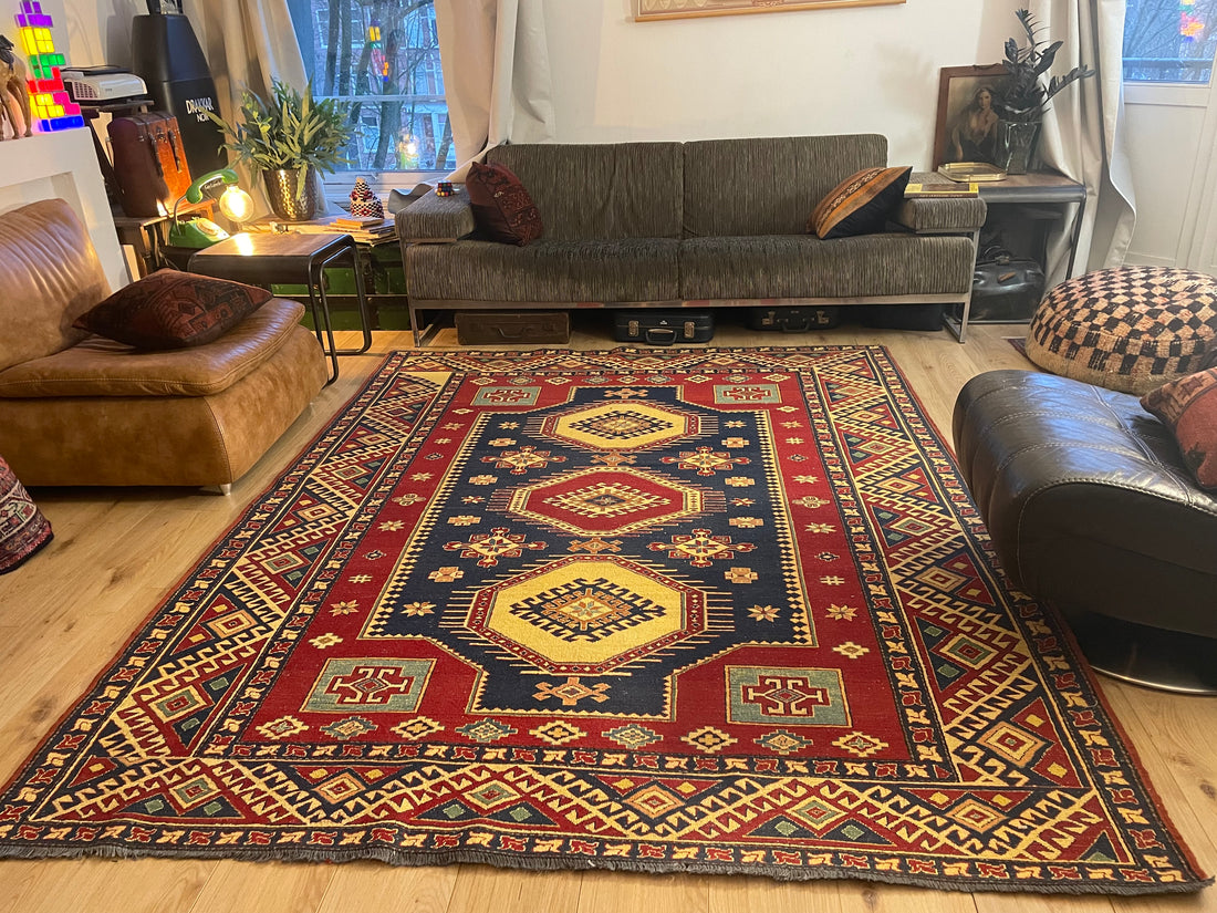 Handgeknoopt Kazak-stijl tapijt – ca. 255 × 200 cm