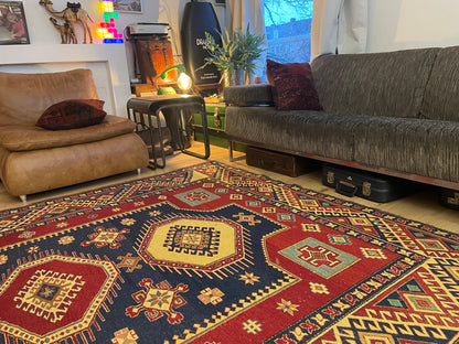 Handgeknoopt Kazak-stijl tapijt – ca. 255 × 200 cm