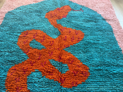 Handmade high-pile wool carpet with snake motif – 325 × 204 cm