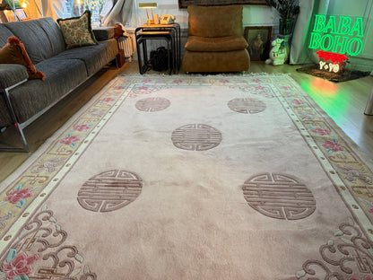 Vintage Deco-stijl wollen tapijt – ca. 330 × 215 cm