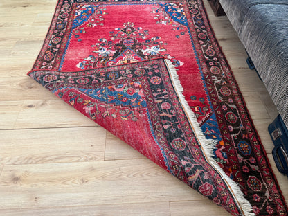 Handgeknoopt vintage Oosters tapijt – Heris-stijl – ca. 206 × 130 cm