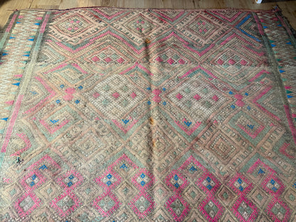 Vintage Berber tapijt in zachte pasteltinten – 362 × 180 cm