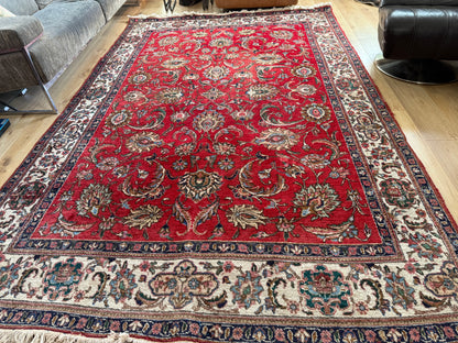 Vintage handgeknoopt vloerkleed – klassieke florale stijl – ca. 320 × 207 cm