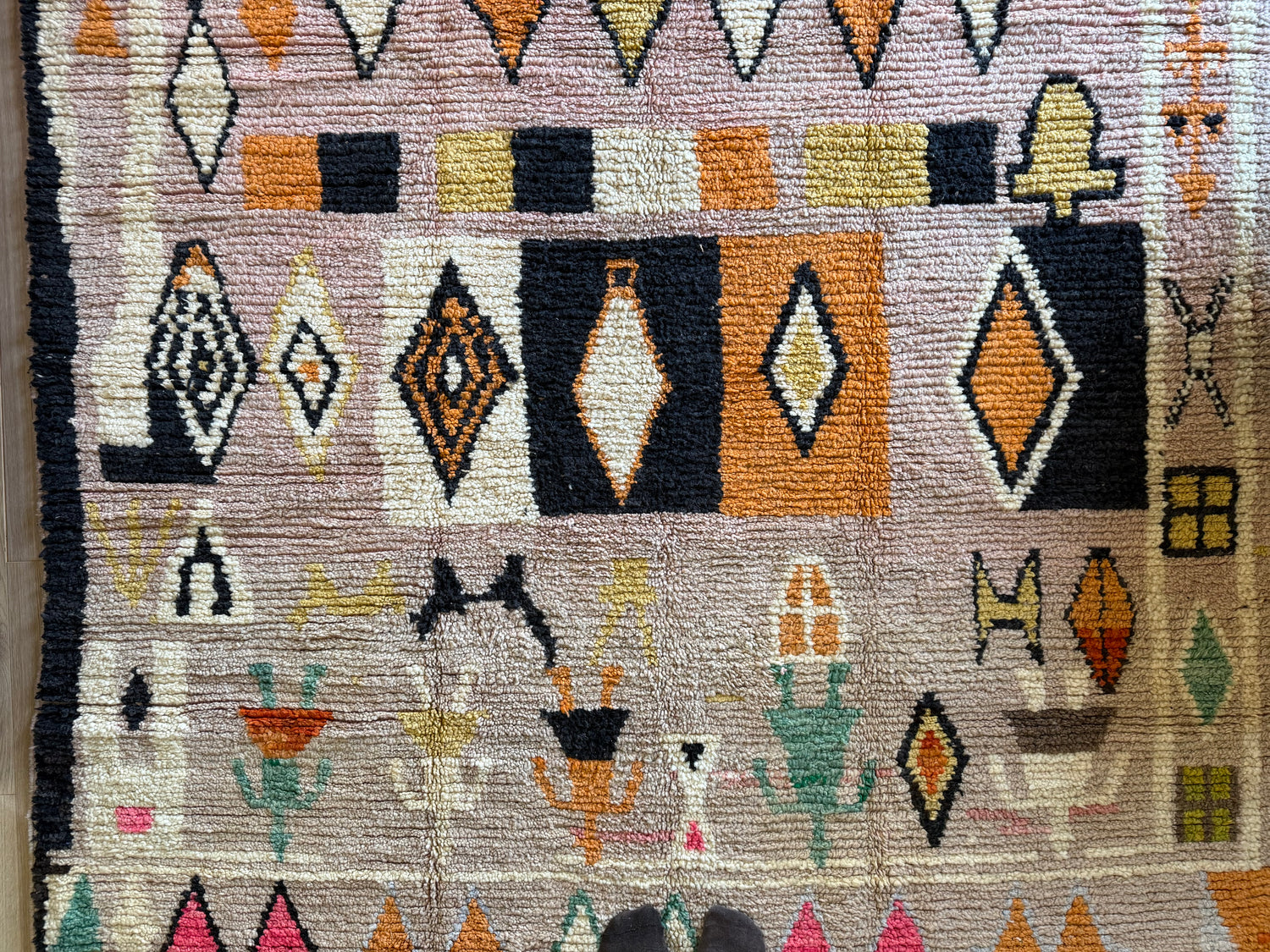 Handgeknoopt Marokkaans vloerkleed – ca. 300 × 200 cm – kleurrijk geometrisch design