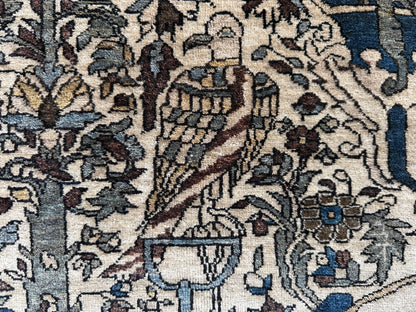 Early 20th-century figurative carpet – Qom tradition – 188 × 132 cm