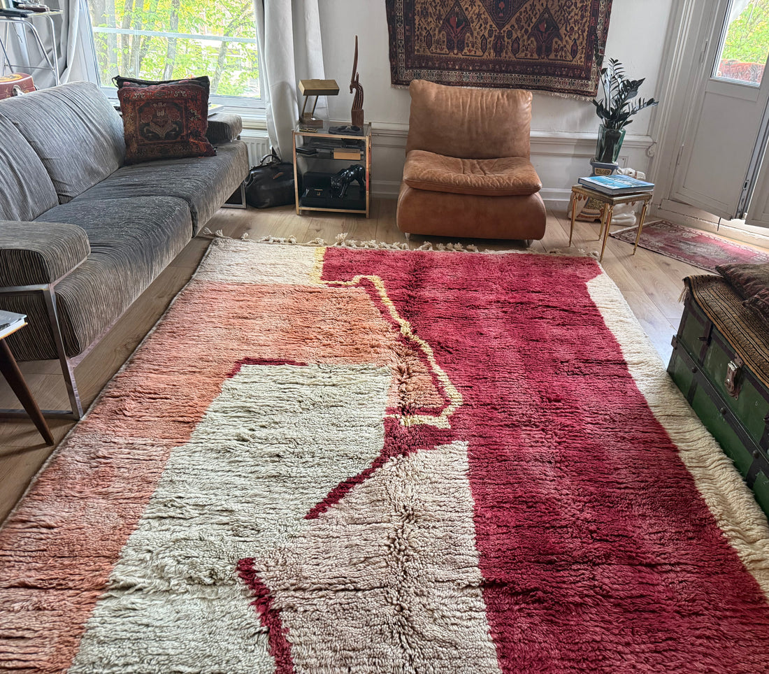 Vintage hand-knotted Moroccan rug – 291 × 203 cm