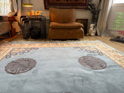 Soft Blue Chinees Deco Rug – 330 × 213 cm