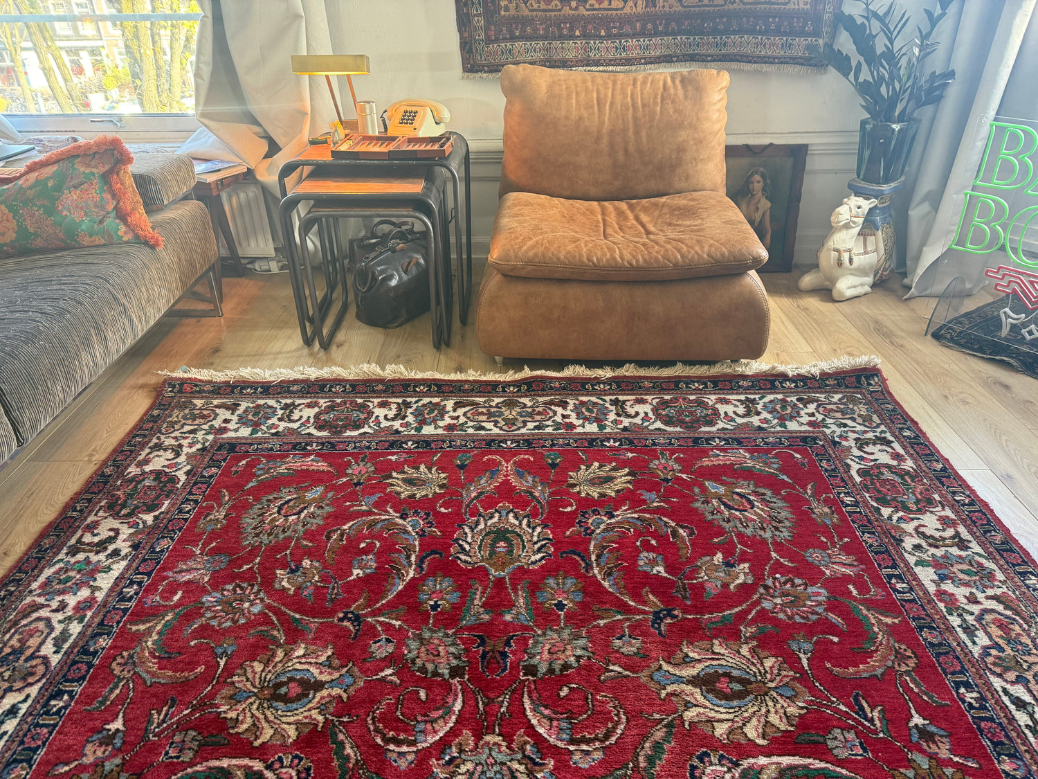 Vintage handgeknoopt vloerkleed – klassieke florale stijl – ca. 320 × 207 cm