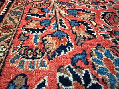 Warm rood Sarouk tapijt – 203 × 125 cm – florale elegantie