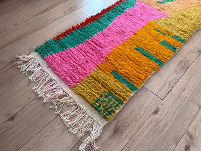 Kleurrijke Marokkaanse Boujad-stijl loper – 256 × 81 cm