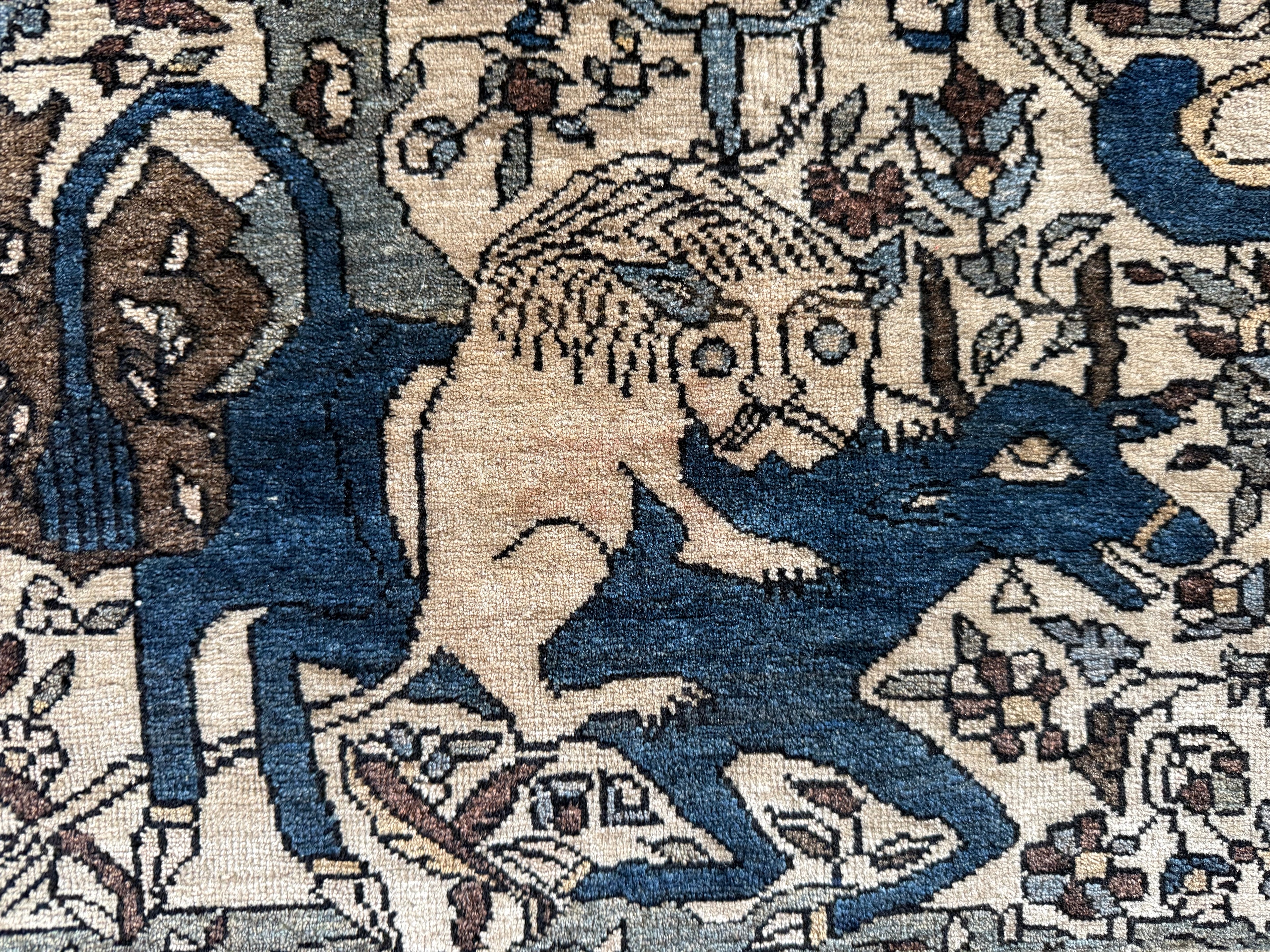 Early 20th-century figurative carpet – Qom tradition – 188 × 132 cm