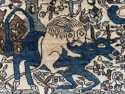 Early 20th-century figurative carpet – Qom tradition – 188 × 132 cm