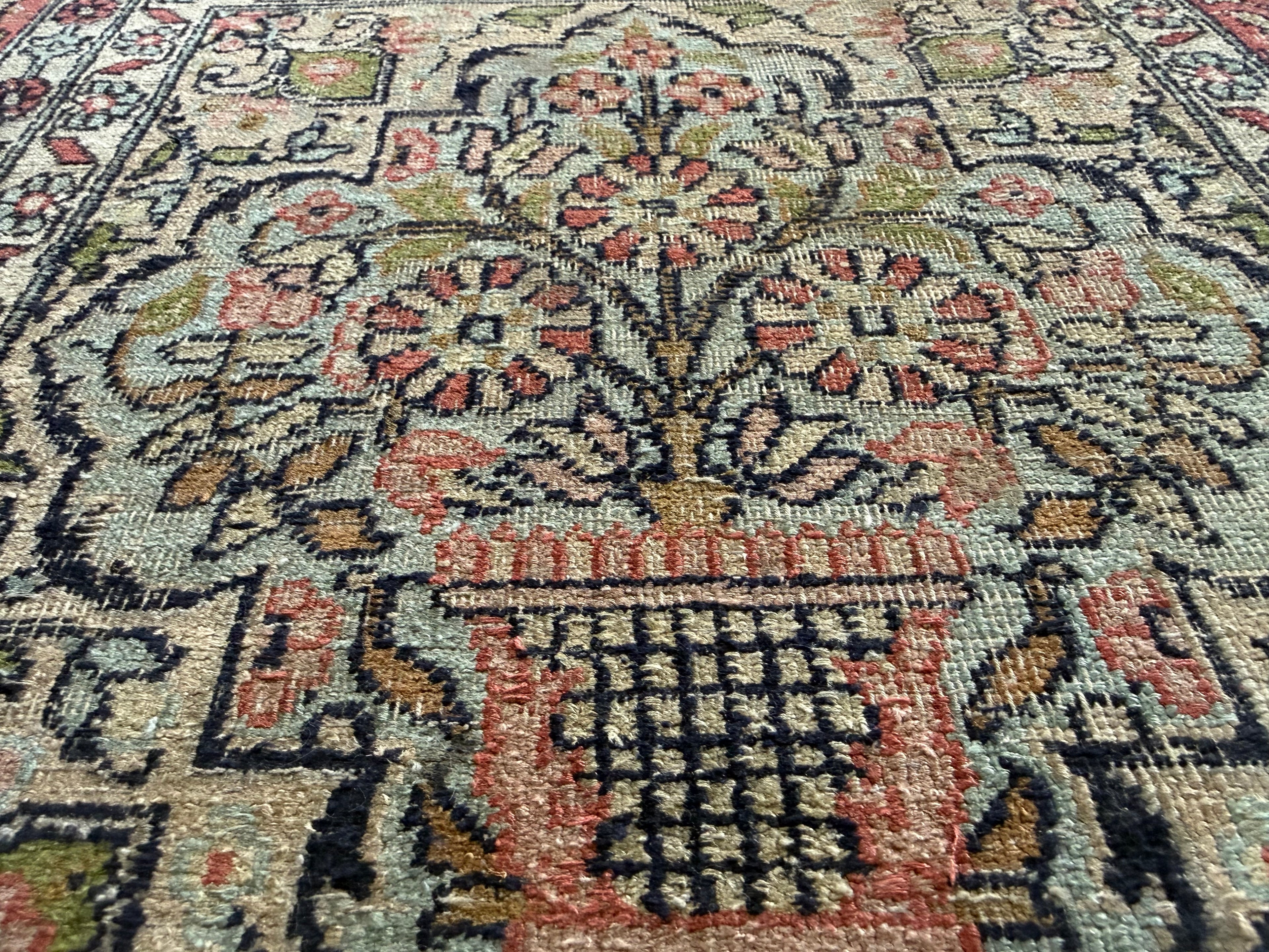 Hand-knotted Kashmir carpet – Garden design – 283 × 185 cm