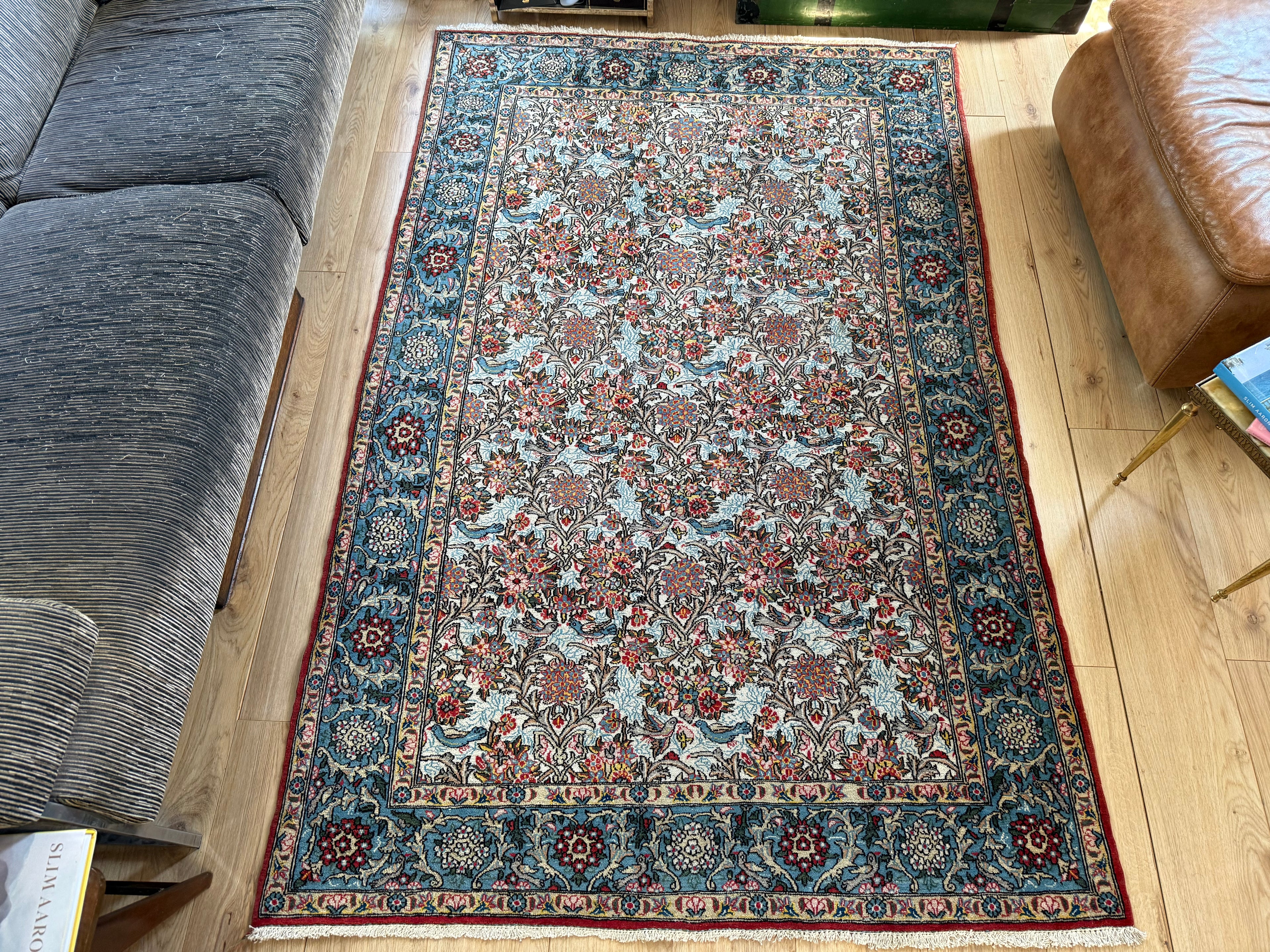 Hand-knotted vintage carpet in Ghom style – 212 × 138 cm