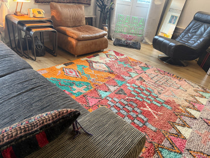 Kleurrijk handgeknoopt Marokkaans tapijt – 282 × 172 cm – boho vintage