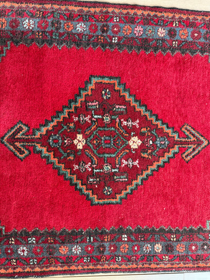 Vintage handgeknoopt wollen tapijt – 197 × 108 cm