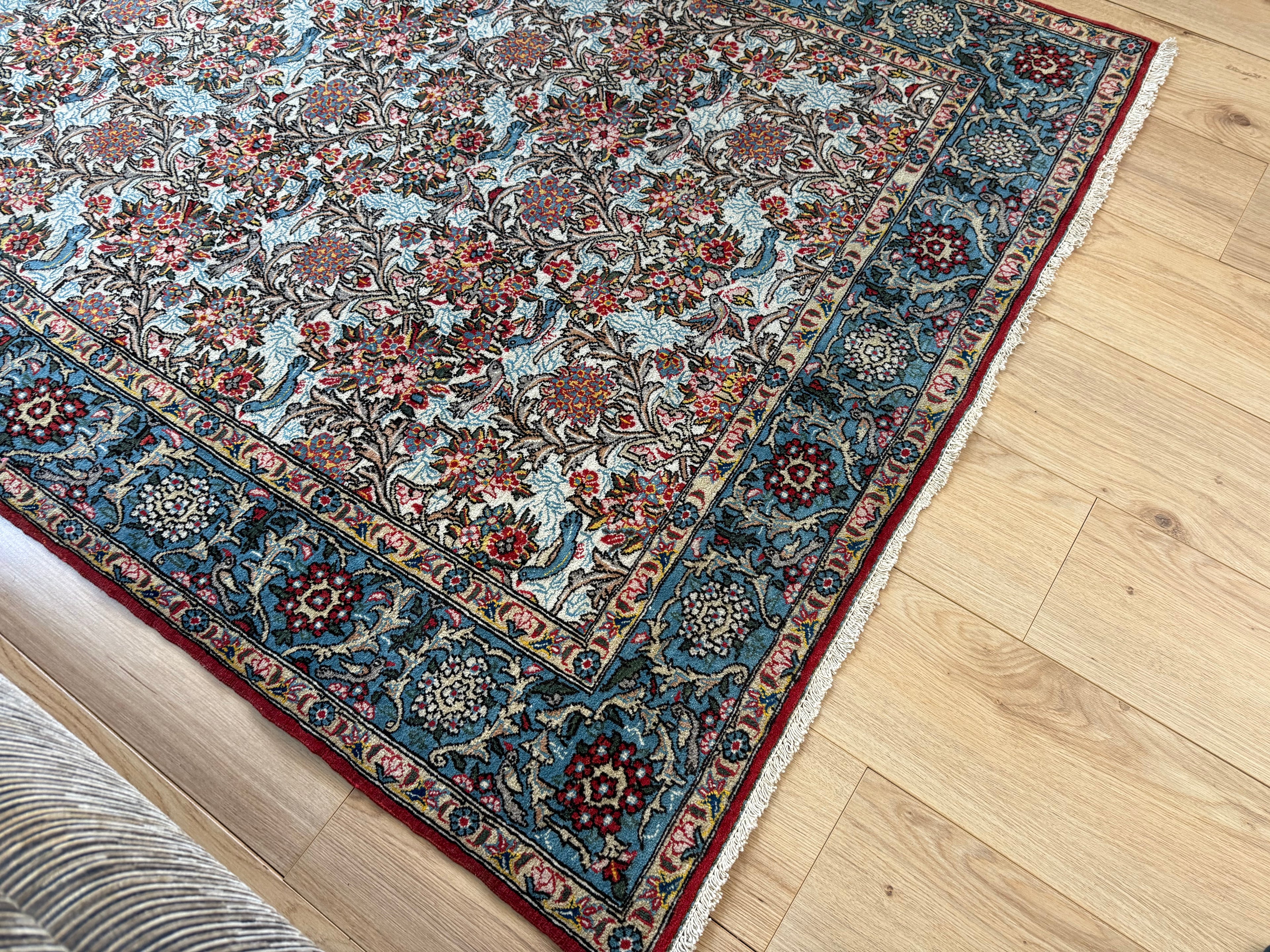Hand-knotted vintage carpet in Ghom style – 212 × 138 cm