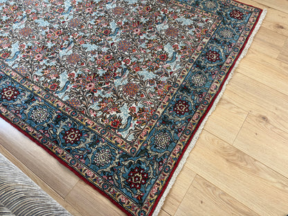 Hand-knotted vintage carpet in Ghom style – 212 × 138 cm
