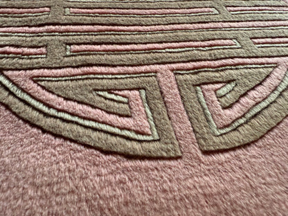 Vintage Art Deco tapijt in warm roze – 330 × 215 cm